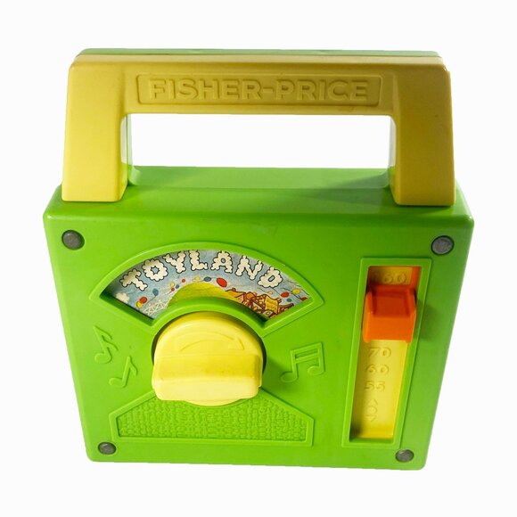 Vtg 1983 Fisher Price Toyland Musical Wind Up Radio Toy 795 Green 80s - Picture 1 of 10